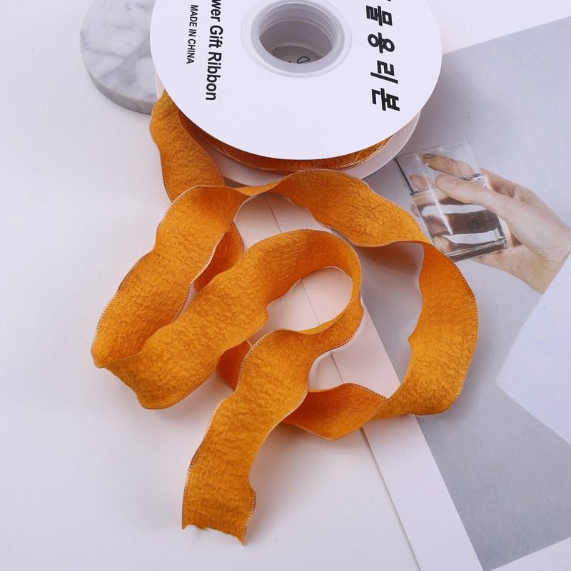 Cinta floral al por mayor 4cm borde dorado colorido ramo arco onda hilo llano cinta flor material de embalaje