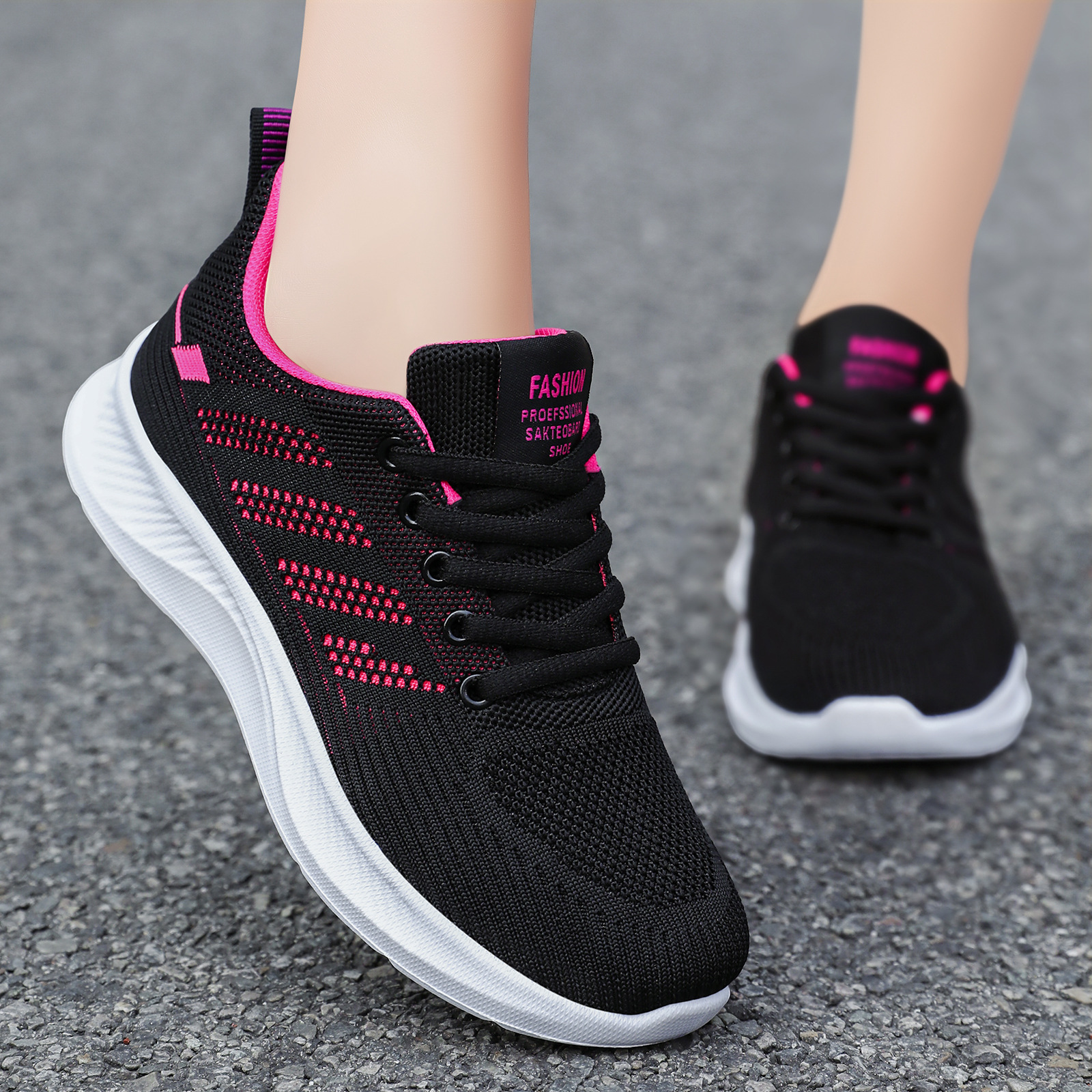 Zapatos de Mujer, Zapatillas Deportivas, Transpirables, Casuales, de Suela Blanda, Zapatos de Malla Tejida para Primavera, Venta al por Mayor, Dropshipping, Zapatos Deportivos para Estudiantes