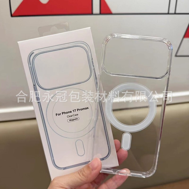 Suitable for Apple 17Promax Transparent Magnetic Case Iphone16 Anti-Fall Mobile Phone Case 15 Large Hole Protective Cover Factory
