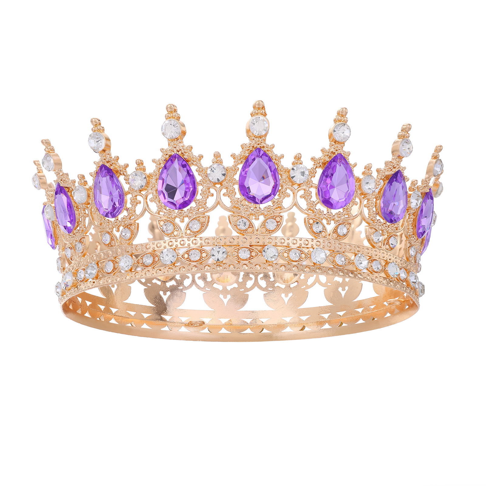 Barroco transfronterizo corona redonda cabeza de novia europea regalo de cumpleaños barroco corona redonda joyas para el pelo