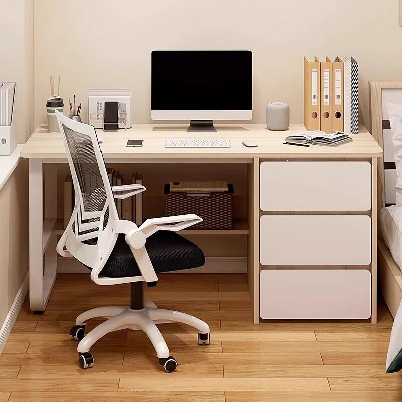 Computer desk, desktop home office desk, modern simple drawer desk, table and chair for bedroom, student writing desk