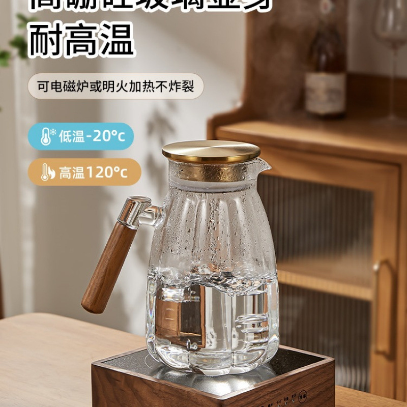 新型大容量かぼちゃ冷水ポット家庭用リビングルーム冷水ポット耐高温ガラスポット高颜値厚さ卸売り|undefined