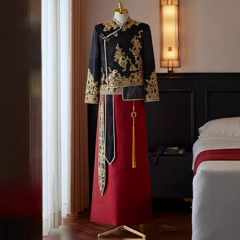 Xiuhe Clothing Men's 2024 New Chinese Wedding Groom Toasting Clothing Hanfu Men's Wedding Dress Men's Wedding Dress plus size