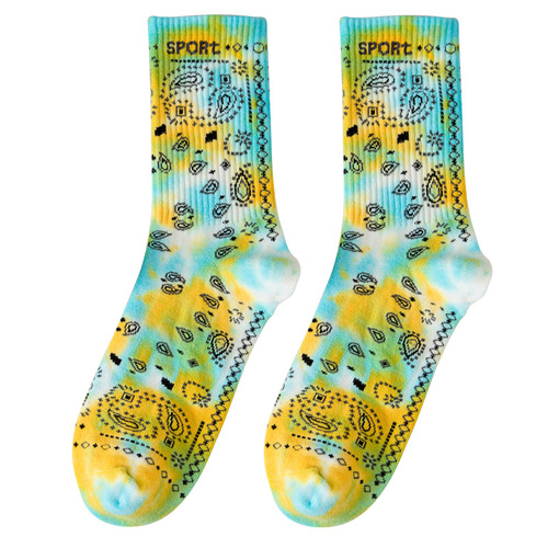 Women's Couple Colorful Cotton Socks, Autumn and Winter Tiedye Medium Socks, Walnuts and Dopamine Colorful Design, Zhuji Socks for Men