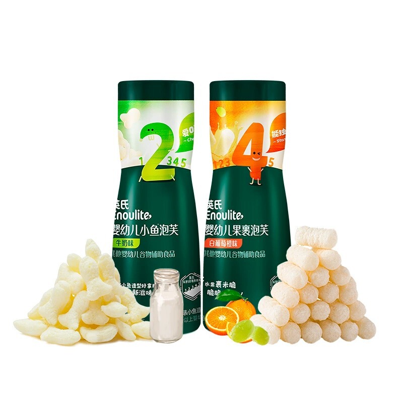 British-Style Small Fish-Shaped Puff Pastry Fruit-Covered Colorful Puffs for Infants and Toddlers, No Added Salt, 6 Months+, Baby Snacks, Non-Fried