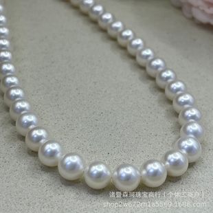 Zhuji Natural Freshwater seedless Pearl Necklace 8-9mm Round Strong Light White Light Delicate Transparant high quality Versatile