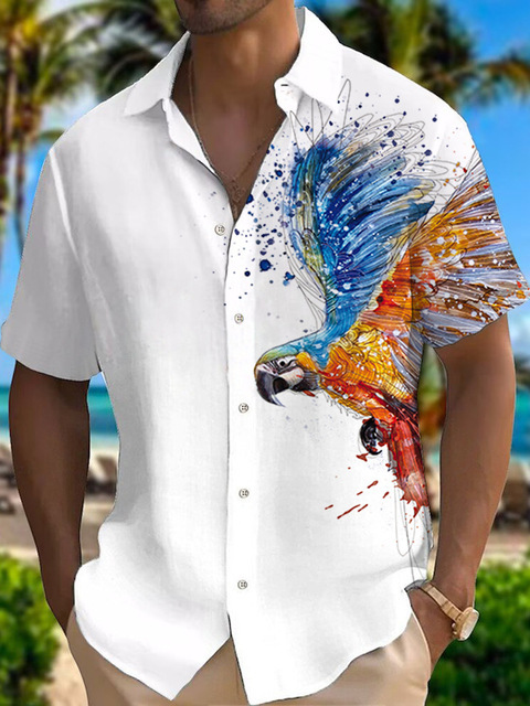 Camisa Camisa transfronteriza Coconut Tree Europa y América 2024 Nuevo estilo Hawaiian explosivo casual 3D manga corta impresión de manga corta