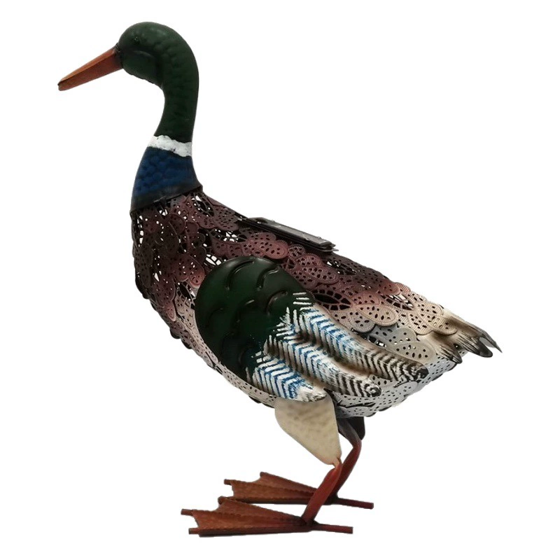 Металл окрашены внешней торговли экспорт двор украшения дома открытый железа животных украшения Утка Форма солнечный светильник