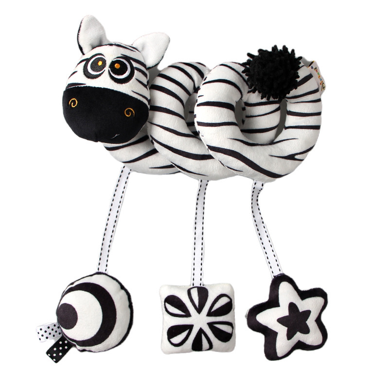 Juguete colgante para cuna con forma de torno en blanco y negro de Aipinqi, con campana, juguete de estimulación visual para la educación temprana del bebé y para el cochecito.
