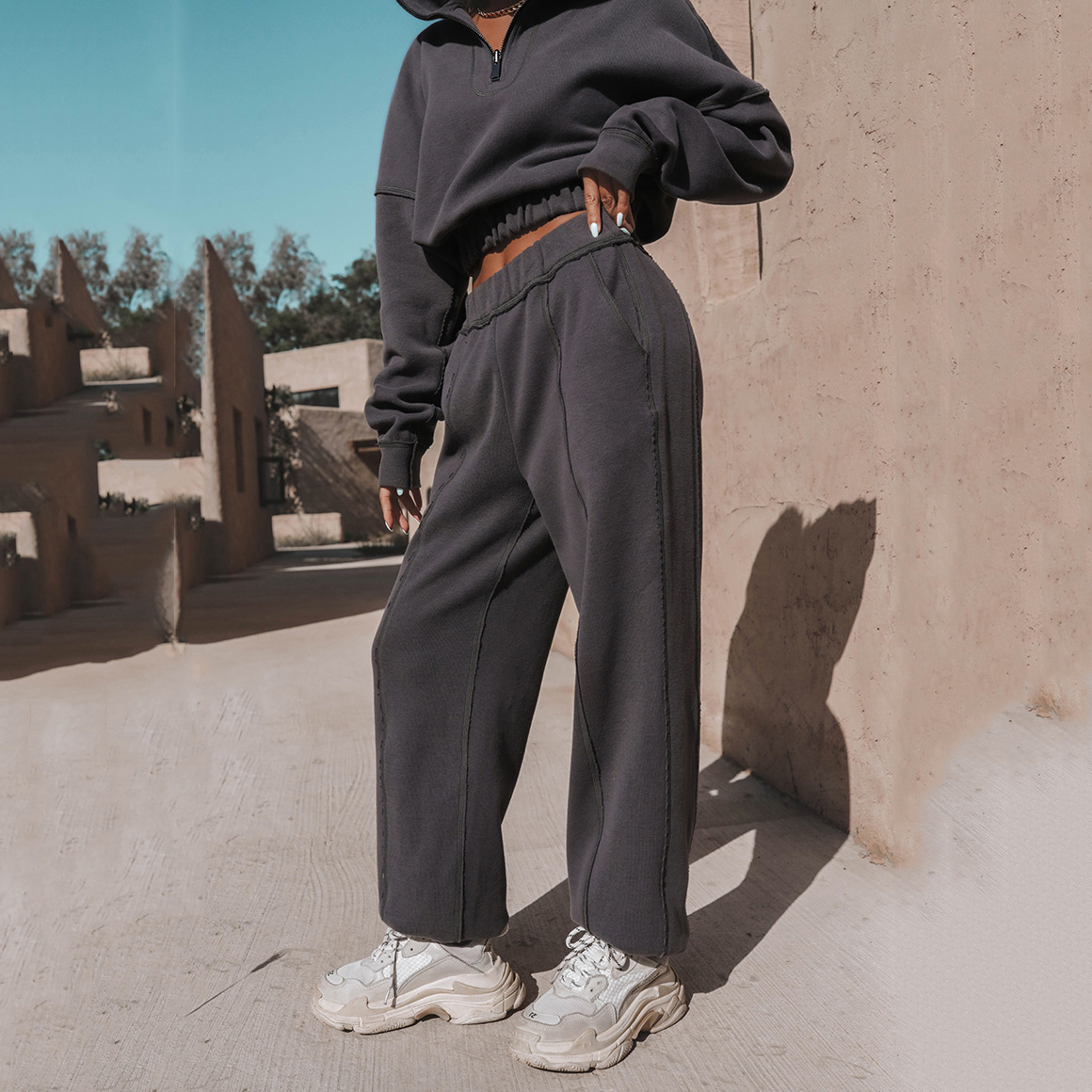 2025 INS Autumn Winter New European And American Foreign Trade Women's Fashion Sports Casual Sweatshirt Two-Piece_ecoleips.com