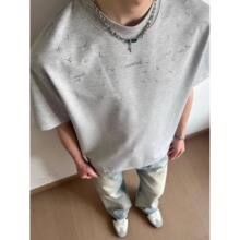 外贸款小众设计感和平鸽刺绣T恤上衣男夏季宽松百搭休闲圆领短袖