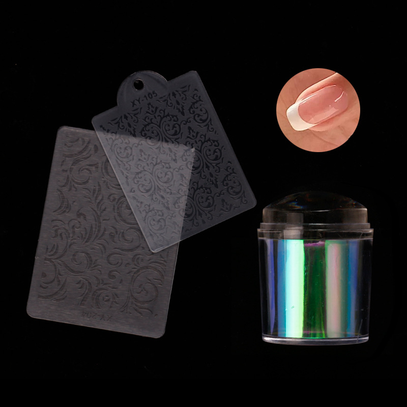 Transfronterizo nuevo sello de silicona de uñas Aurora mango totalmente transparente cabeza de impresión 3,8 cm con tapa herramienta de impresión DIY