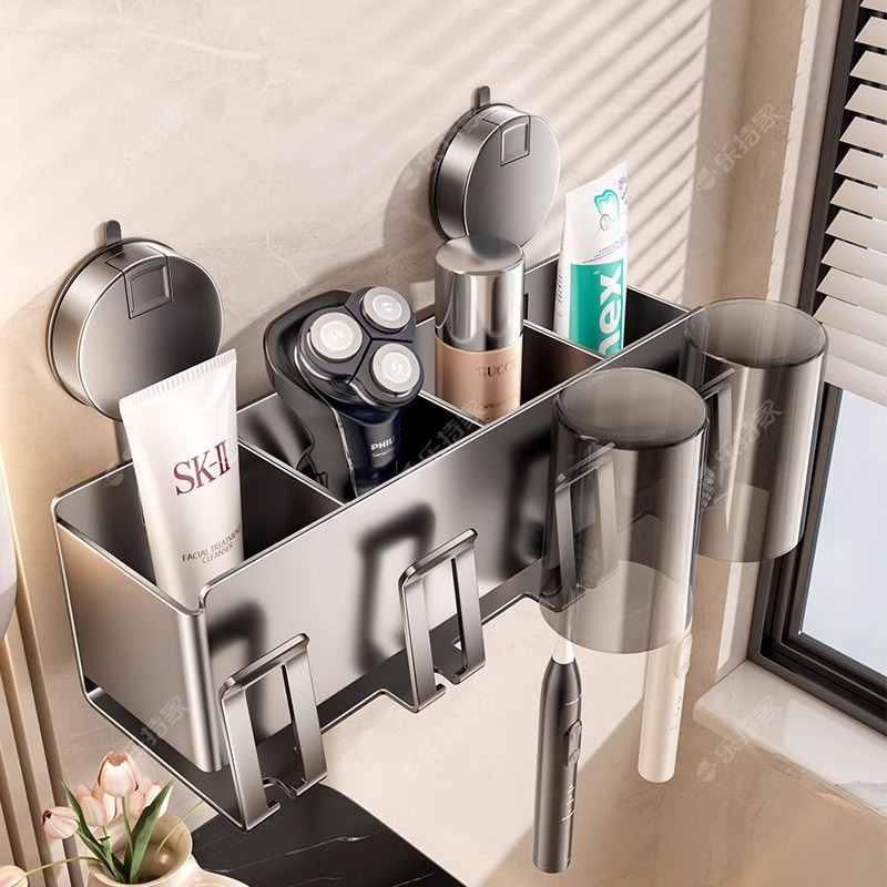 inodoro ventosa cepillo de dientes tipo pared sin perforación cepillo de dientes eléctrico pasta de dientes enjuague taza estante de almacenamiento