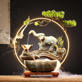 新中式陶瓷流水生财循环喷泉摆件办公室客厅桌面鱼缸开业乔迁礼品