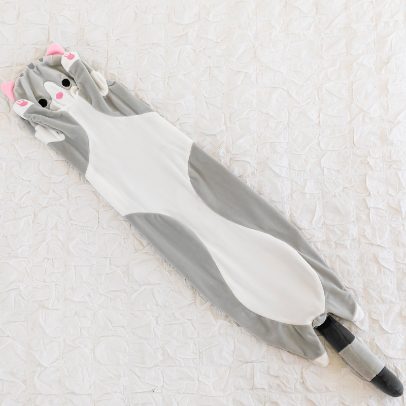 Comercio exterior transfronterizo almohada gato largo juguete de peluche muñeca grande al por mayor producto semiacabado gato largo cáscara de cuero