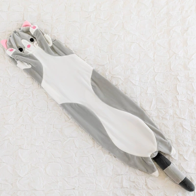 trade pillow long Cat plush – Oyuncaq yastıqlar - grey-shell-50cm