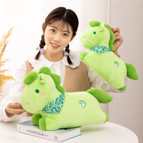 Health Code Creative Green Horse Plush Pillow, Travel Cartoon Green Little Horse Stuffed Animal, Epidemic Prevention Gift, Plush Toy