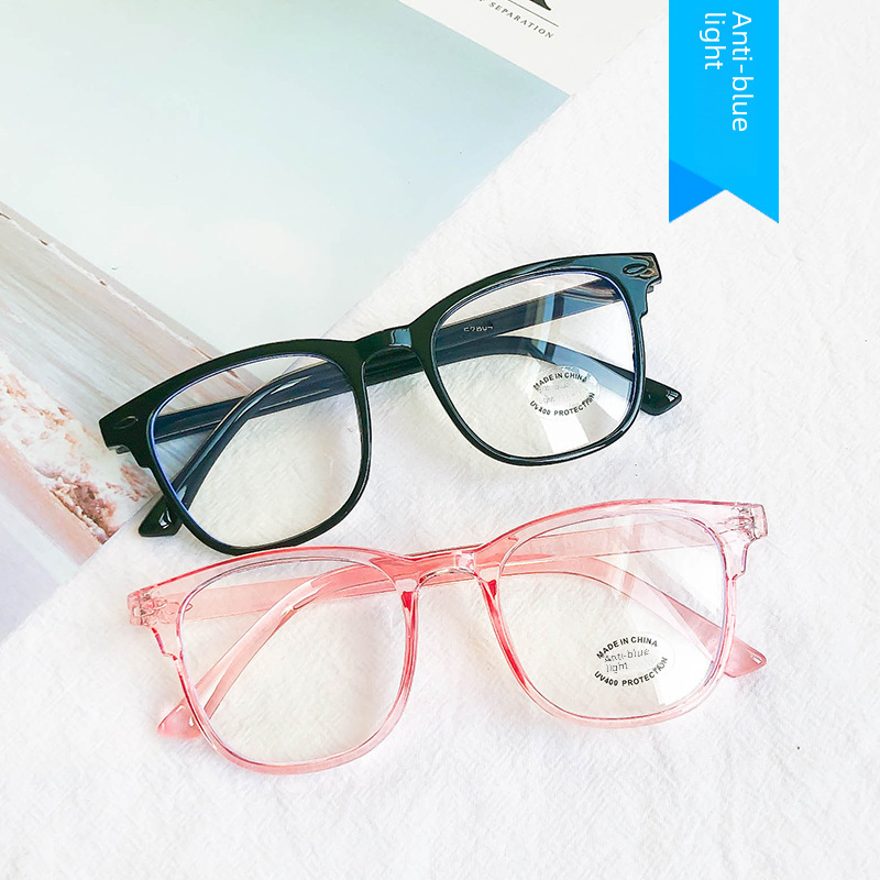 2020 Baby Rice Anti-Blue Light Flat Frame Glasses Children Retro Eyeglass Frame Kids Computer Online Class Glasses