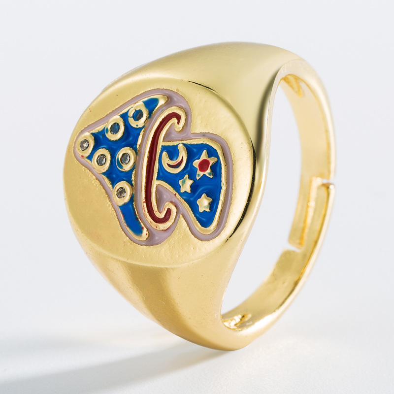 fashion eyes mushroom shape copper micro-inlaid zircon open ring