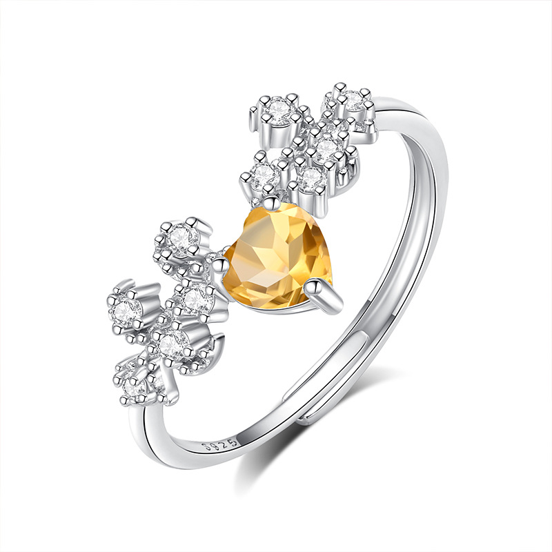Douyin Internet Red con el mismo diseño de nicho anillo de piedra natural Gypsophila femenina anillo de plata de ley s925 joyería de alta calidad