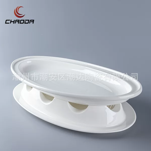 Restaurant 18/20inch Ceramic fish grill, candle alcohol warmer, large fish plate heating stove