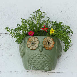 壁挂花盆陶瓷复古花盆垂吊盆绿萝悬挂式挂墙多肉花盆墙壁装饰花器