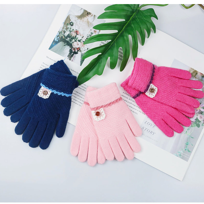 Winter Children's Jacquard Split Finger Gloves Cold-proof Knitted Warm Gloves display picture 4