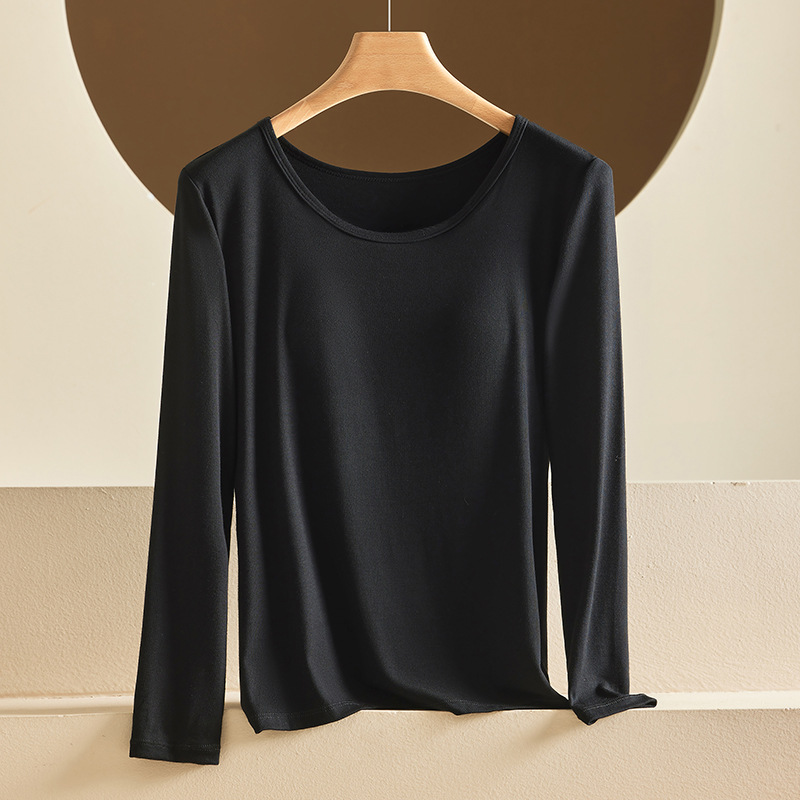 Otoño e invierno modal con posavasos fijos en el interior, camisa de fondo, chaqueta de manga larga cálida de gran tamaño para mujer, ropa de otoño de base delgada