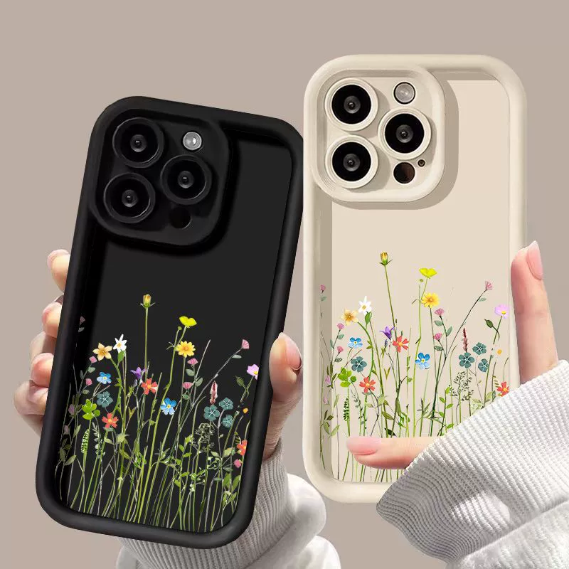 Чехол для телефона, совместим с iPhone16, матовый, с цветочным рисунком, 15