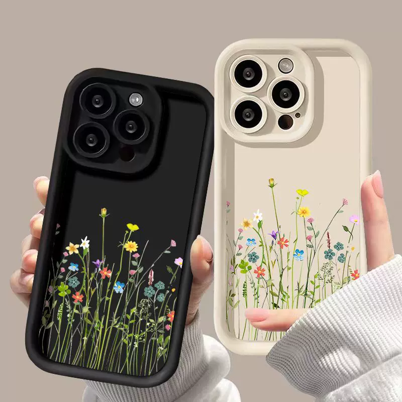 Чехол для телефона, совместим с iPhone16, матовый, с цветочным рисунком, 15