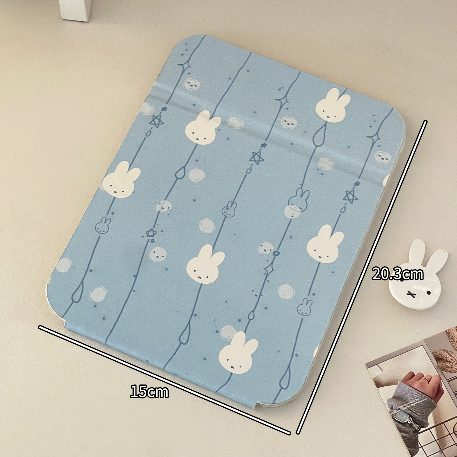 Cute conejo portátil espejo de maquillaje plegable dormitorio de estudiantes de oficina de escritorio espejo de maquillaje espejo de vestir