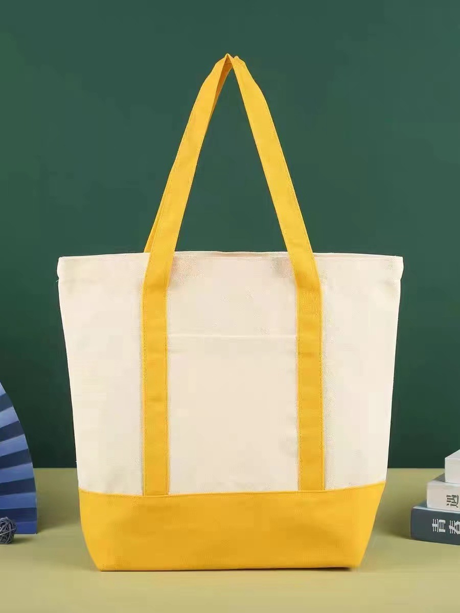 Bolsas de lona personalizadas con un toque de alta gama, logotipo impreso en color para publicidad, bolsas de compras de gran capacidad, coloridas, de algodón.