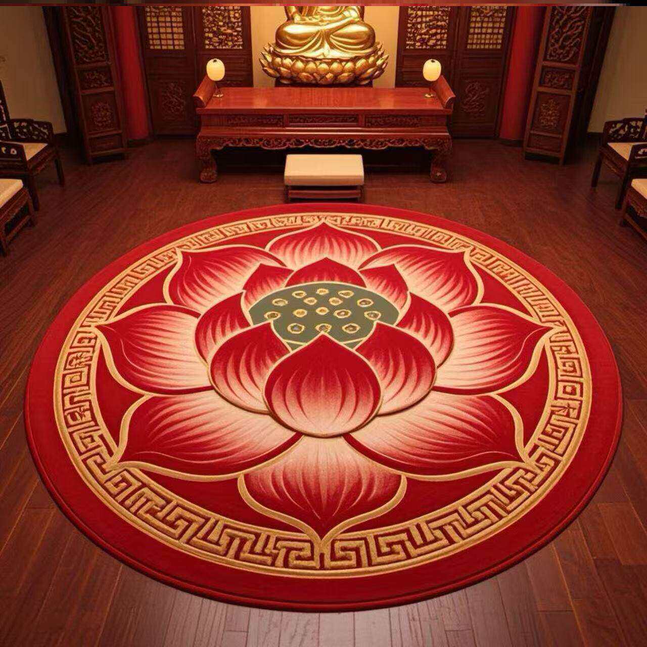 Nueva alfombra de sala de estar de loto chino, alfombra de mesa de té familiar de gran área, alfombra de cama de dormitorio fácil de cuidar