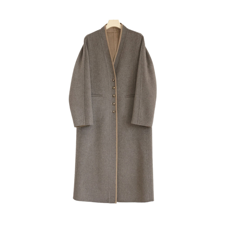 [in Stock] Autumn and Winter 100% Yak Wool and Camel Wool Ab-Sided Women's Long Double-Sided Cashmere Coat
