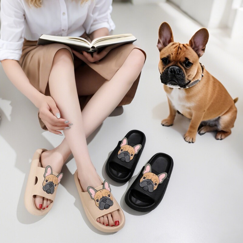 Eva Sandals for Men and Women, New Popular Summer Style for Couples, Fashionable Home Cute Slippers, Bulldog Outer Wear, Temu Dropshipping