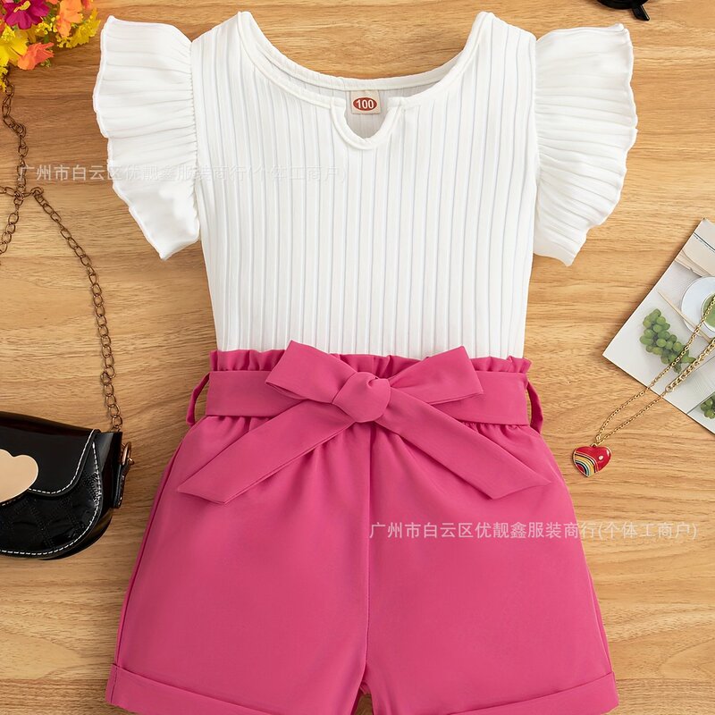 Round-neck sleeveless top and short skirt set 儿童印花两件套|undefined