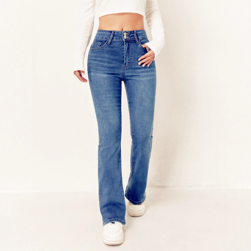 25 Cross-Border Elastic Double-Button Trendy Stock Casual Flared Denim Jeans for Women European and American Independent Site Amazon 25 Cross-Border Elastic Double-Button Trendy Stock Casual Flared Denim Jeans for Women European and American Independent Site Amazon