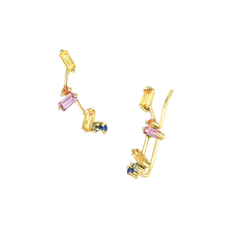 1 Pair Simple Style C Shape Plating Inlay Sterling Silver Zircon Earrings display picture 1