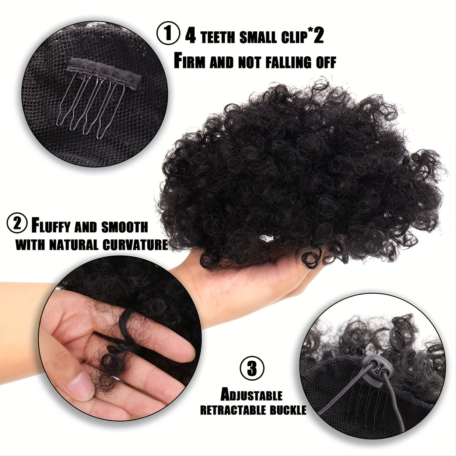 Moño de pelo de peluca africana con cordón, moño de pelo rizado, dos tarjetas, fibra química de seda de alta temperatura, 10 25 cm_voghion.com