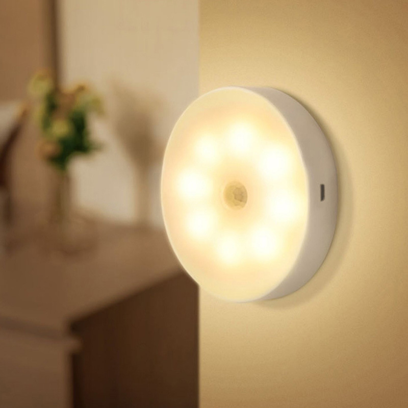 LED personalizado lámpara de noche dormitorio dormitorio dormitorio lámpara de sueño cabezal de la cama inducción corporal doméstica USB recargable lámpara de atmósfera