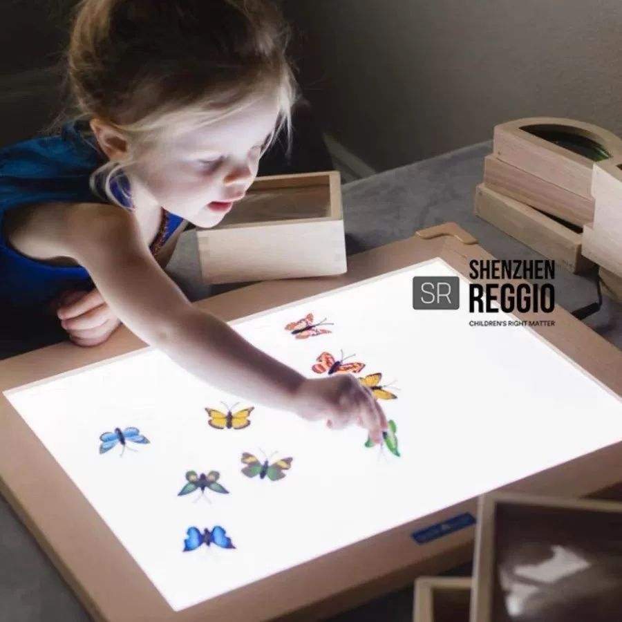 SZREGGIO деревянная светящаяся доска Реджо, световой стол, материал, световая и теневая доска, детский сад, игрушки для раннего образования, учебные пособия Монтессори