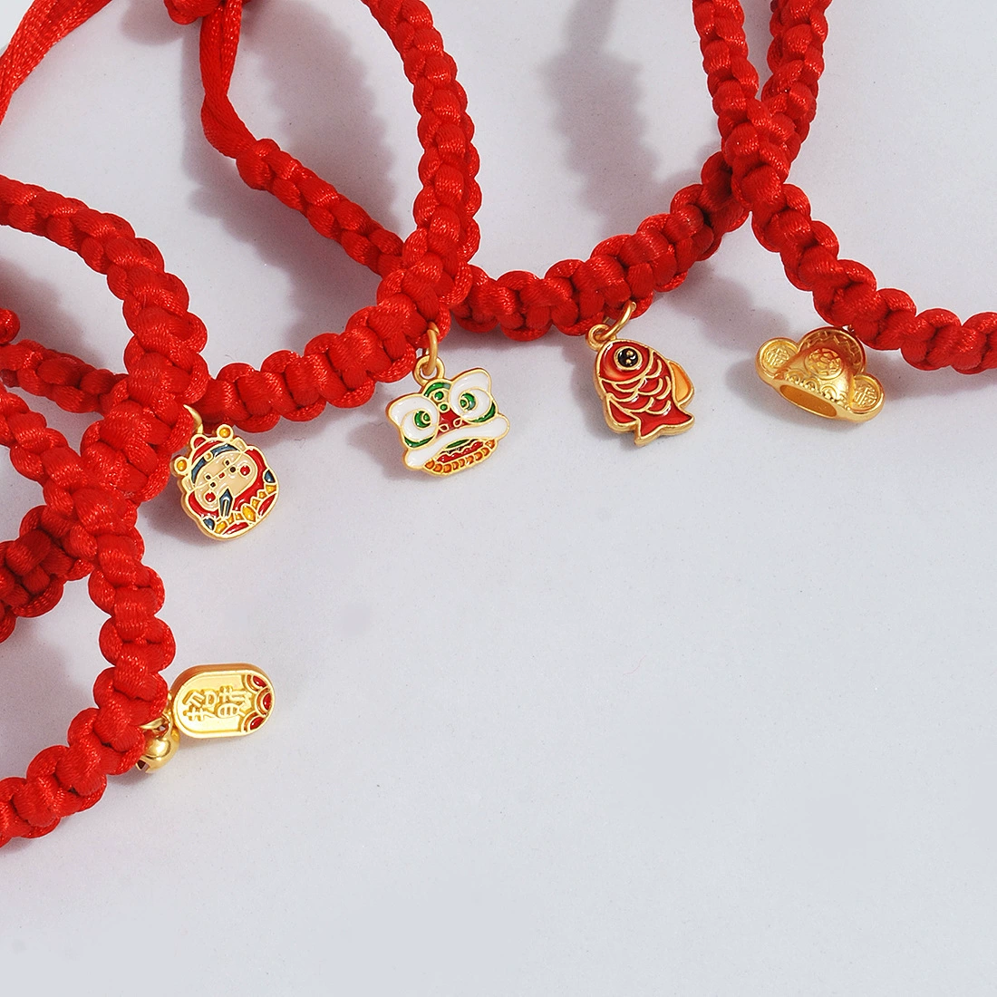 Год дракона красная веревка плетеная регулируемый ошейник для домашних животных кошка собака кролик китайский ветер благословение весенняя рыба замок бог богатства пробуждает льва