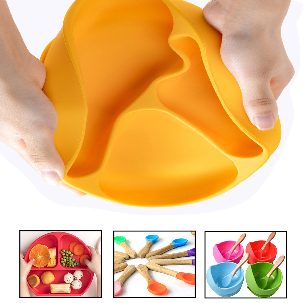 Vajilla infantil comer bebé vajilla traje bebé silicona vajilla suplemento alimenticio Tazón plato cuchara babero Madre y niño traje