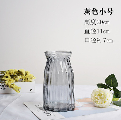 北欧创意透明玻璃花瓶水培绿萝植物干花鲜花插花瓶客厅装饰摆件|undefined