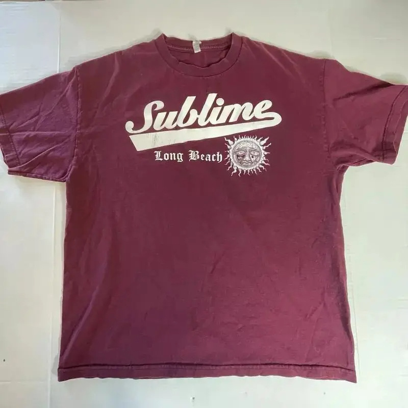 Cross-border European size Sublime Long Beach Vintage Burgundy T-Shirt 90’s Al Cross-border European size Sublime Long Beach Vintage Burgundy T-Shirt 90’s Al