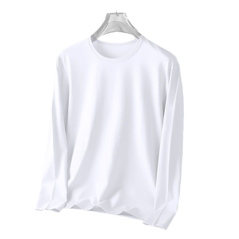 Camiseta de manga larga de color sólido para hombres primavera y otoño casual delgada camiseta de base de cuello redondo para estudiantes adolescentes en ropa T chicas