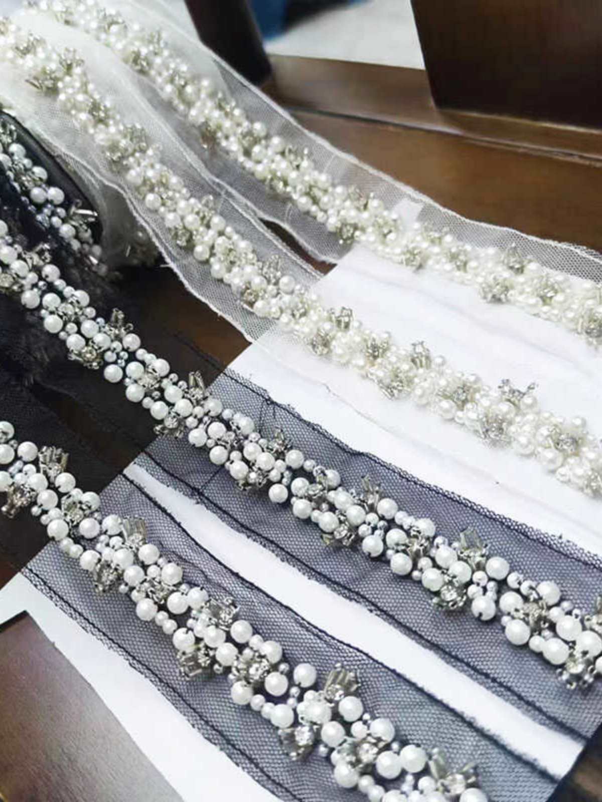 2CM全手工订珠珠子亮片服装珠管回针辅料花边