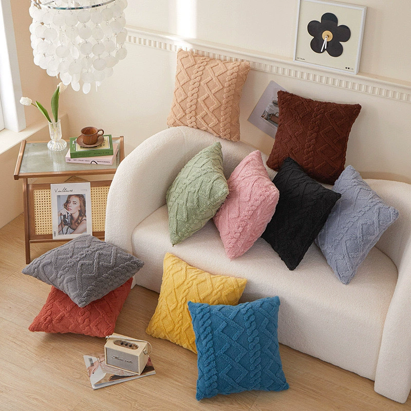 Modern and minimalistic plush double-sided pillow, pillowcase for bed, sofa