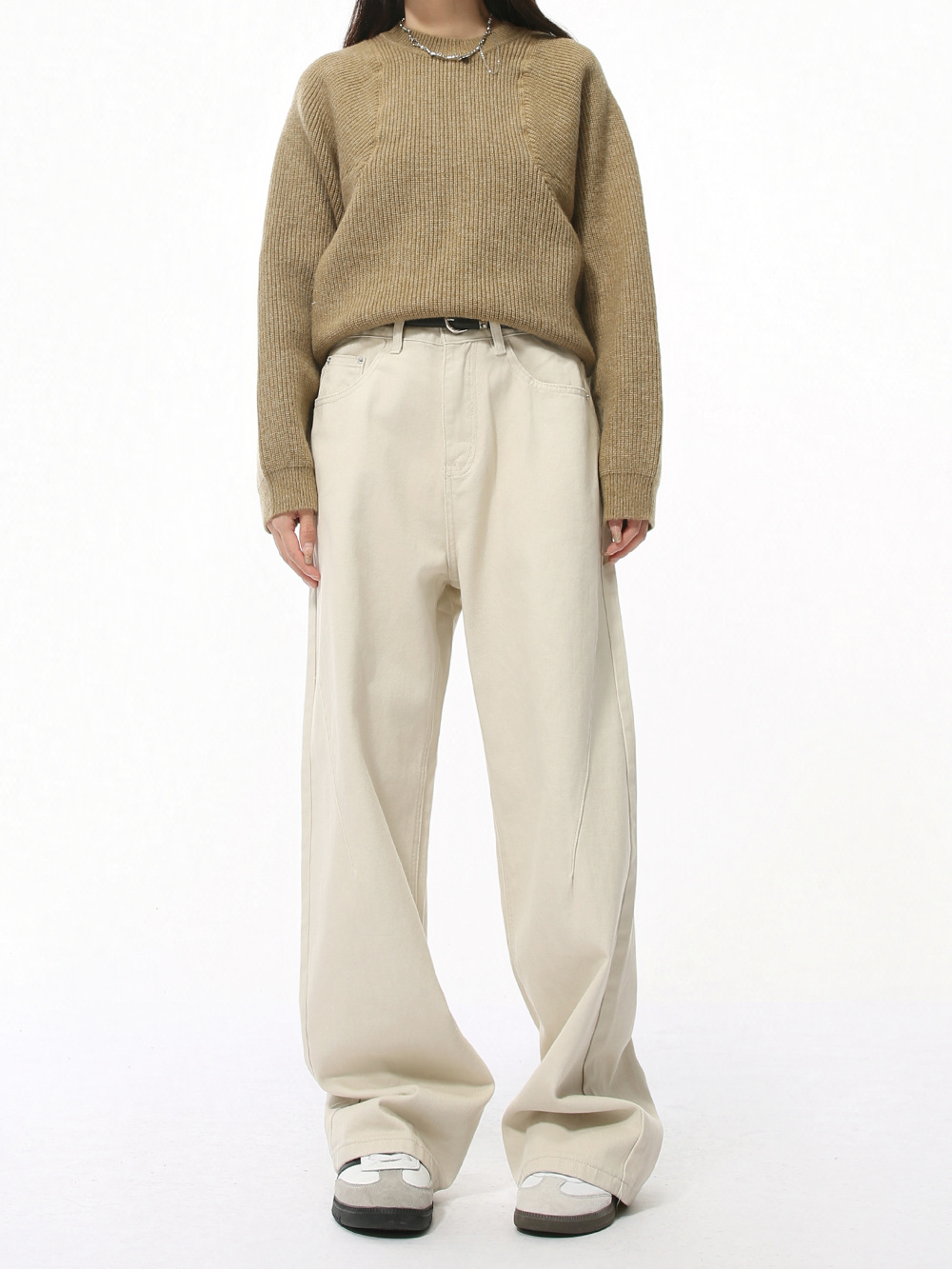 MTLCLOTHES Hombres| Nuevos productos de otoño minimalistas coreanos de color sólido, jeans rectos y sueltos.