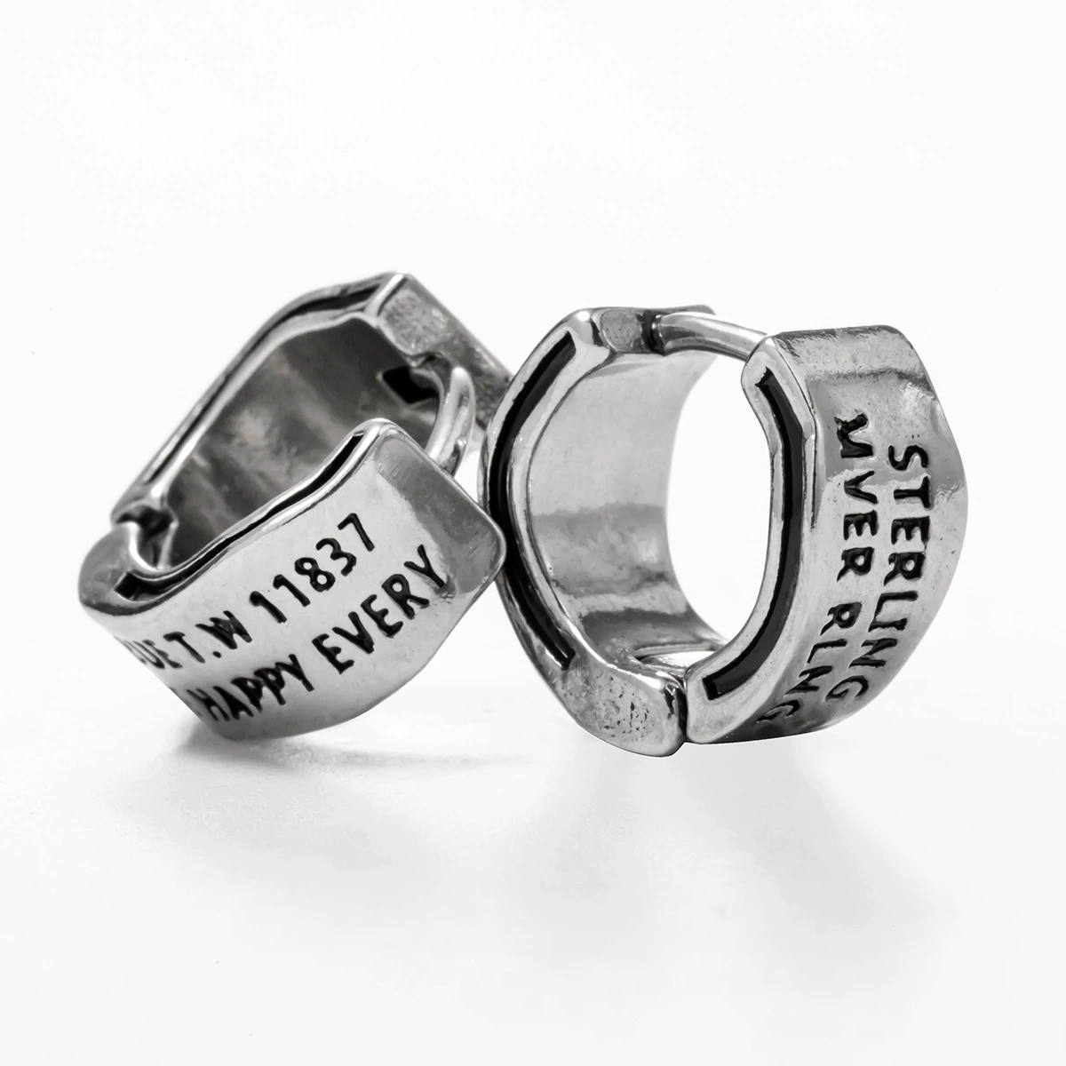 Earrings stainless steel with letters, geometric accessory, wholesale